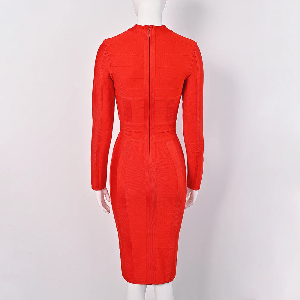 Hollow Out Long Sleeve Bodycon Dress VestiVogue