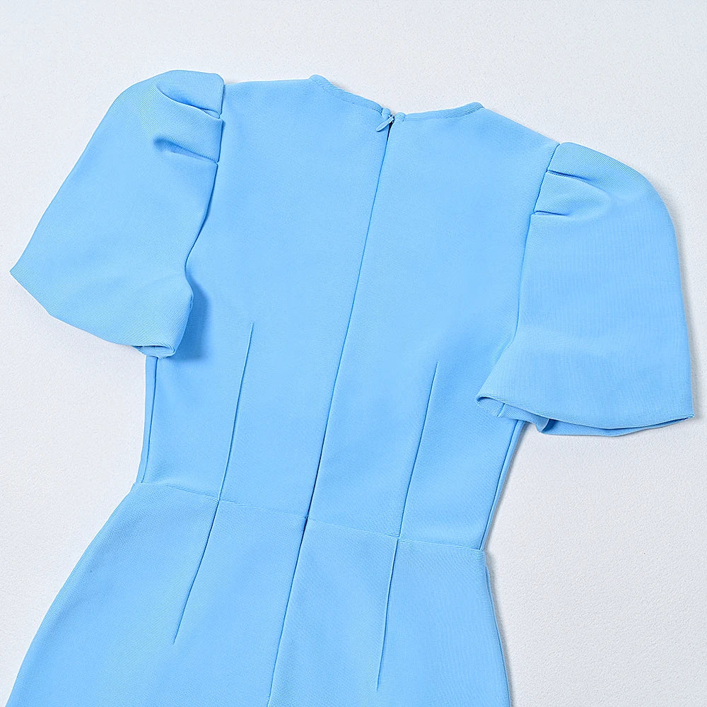 Sky Blue Crystal Bandage Bodycon Dress VestiVogue