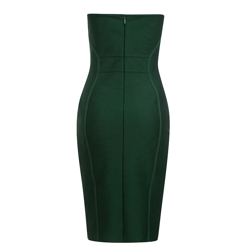 Green Strapless Bodycon Mini Dress VestiVogue