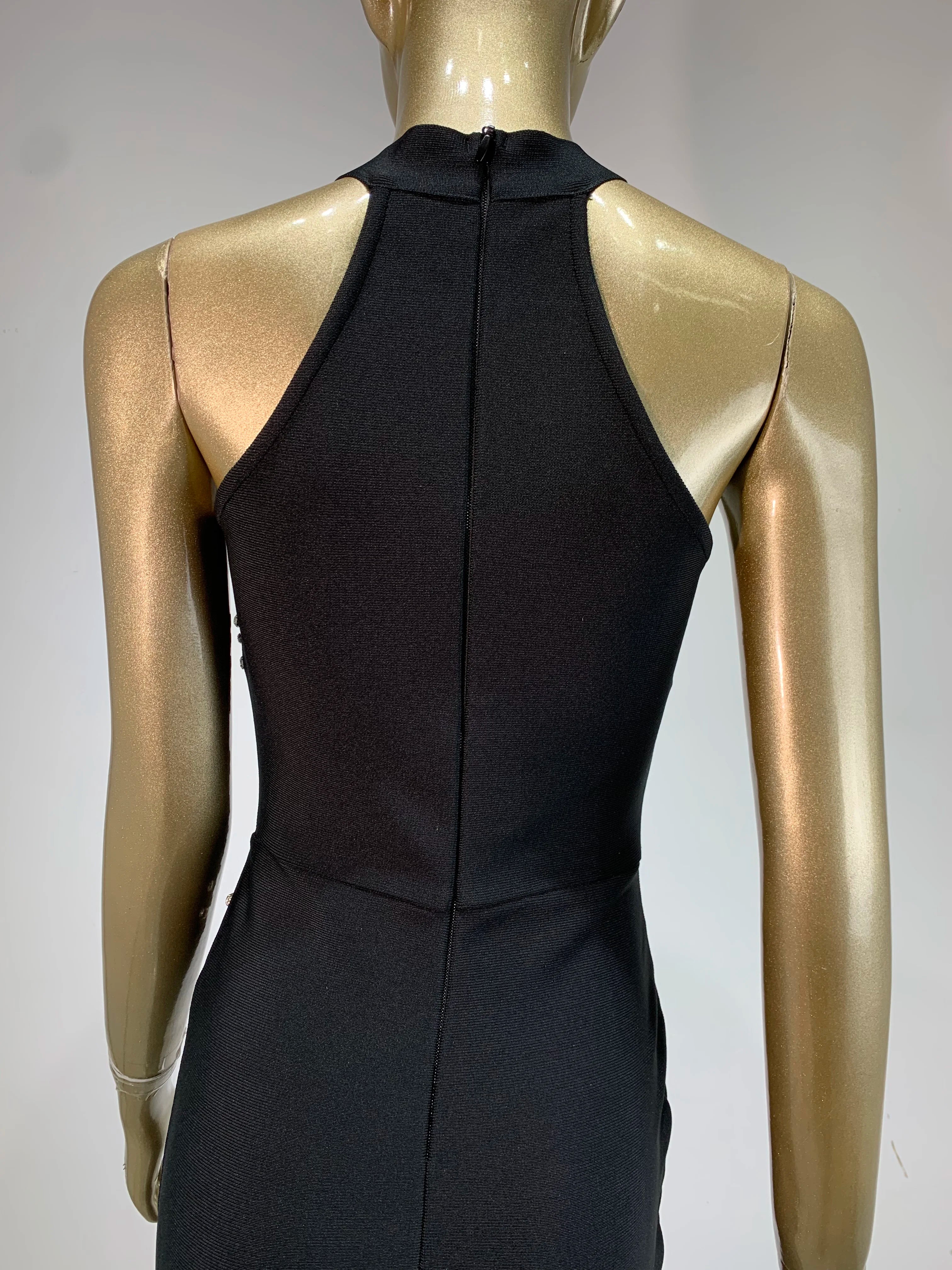 Elegant Beaded Black Maxi Bodycon Dress with Turtleneck VestiVogue