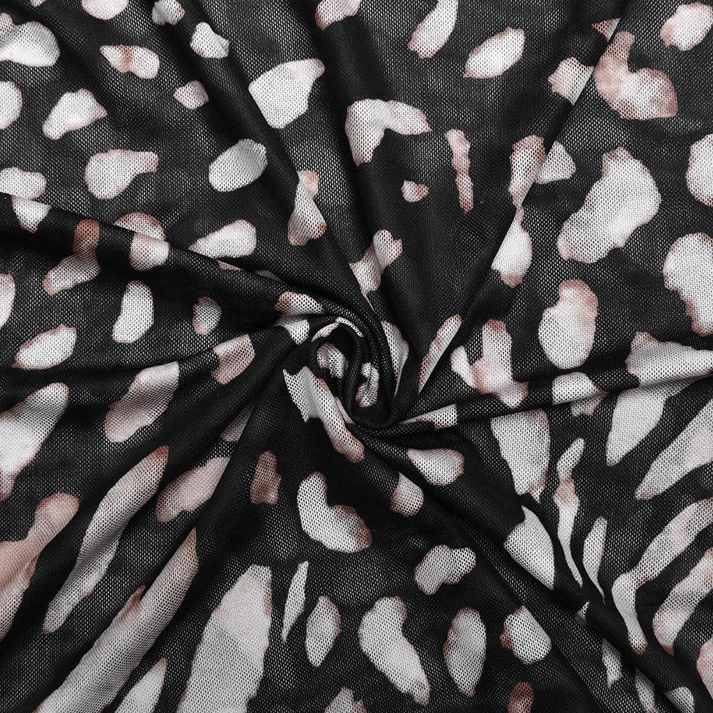 Sheer Leopard Print Turtleneck Mini Dress VestiVogue