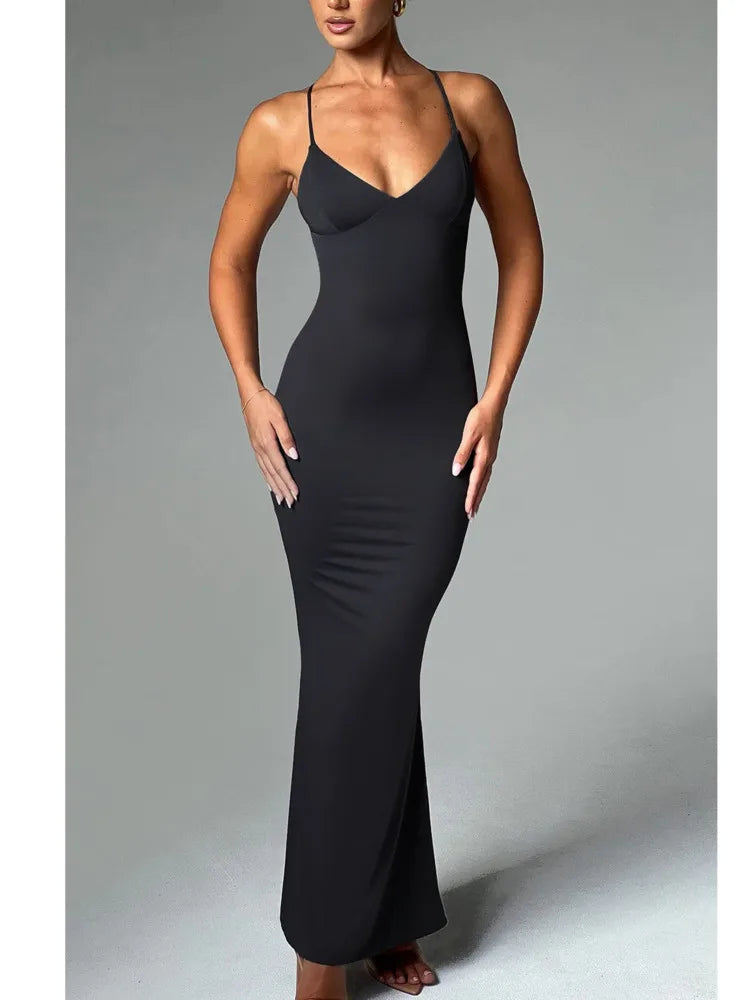 Backless Slim Fit Maxi Dress for Women VestiVogue  