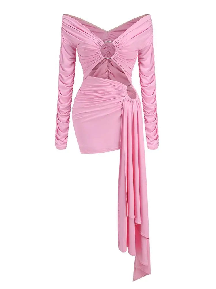 Women’s Elegant Pink Cut Out Bodycon Mini Dress VestiVogue  