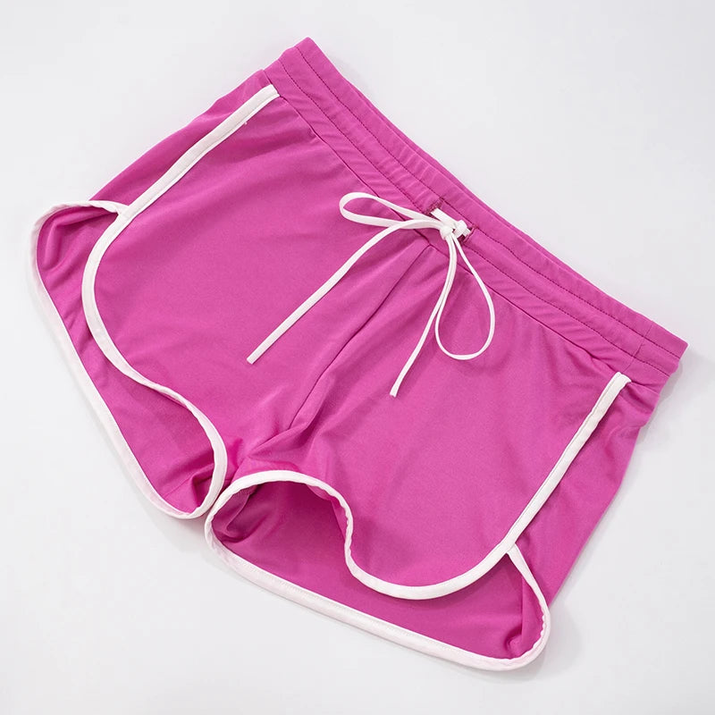 Vibrant Colour Collision V-Neck Top & Low Waist Ultra Short Set VestiVogue