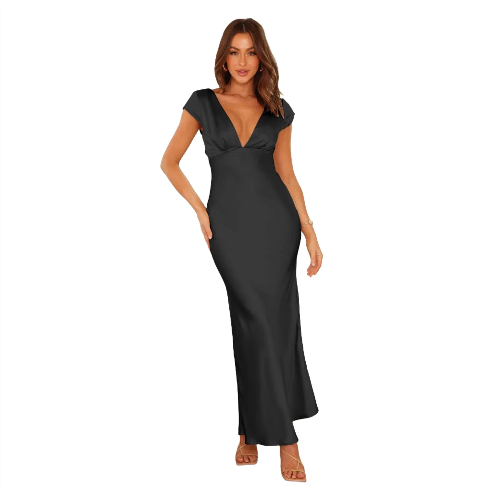 V-neck drape dress VestiVogue Black S