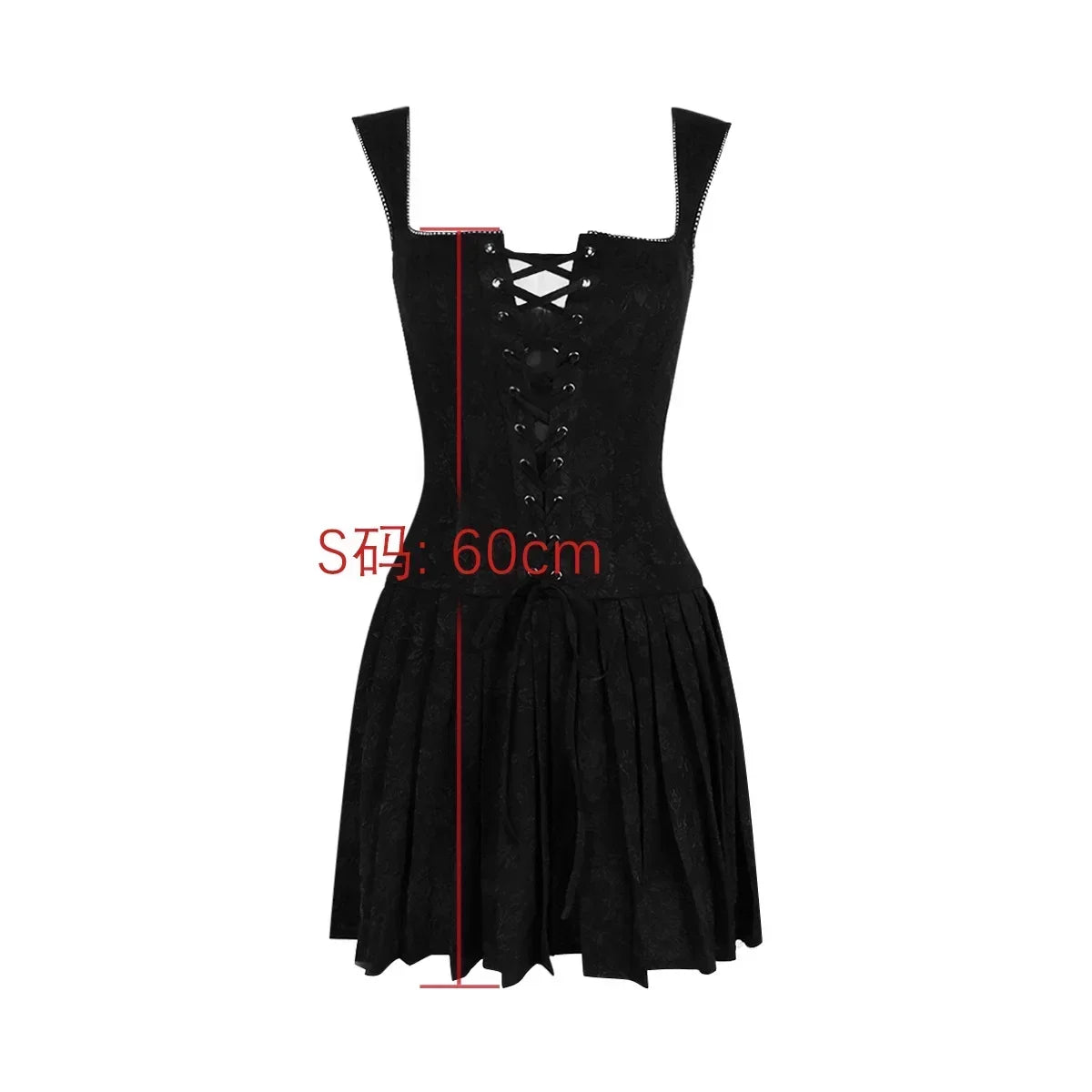 Black Lace Up Pleat mini Dress VestiVogue  