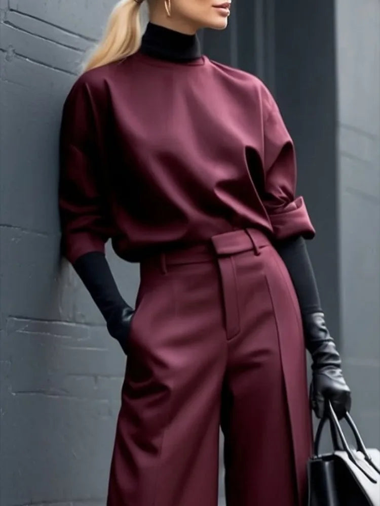 Burgundy Loose Fit Round Neck Half Sleeve T-Shirt VestiVogue Only Tops XXL