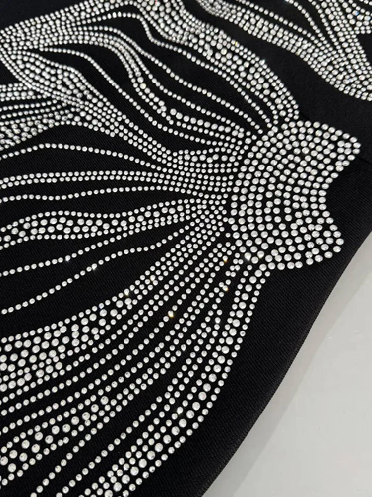 Elegant Black Long Sleeve Bodycon Maxi Dress with Beading Detail VestiVogue