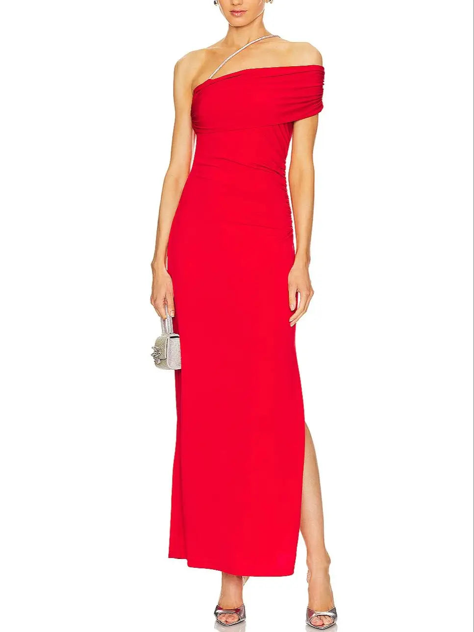 INS Celebrity Split Red Bodycon Dress VestiVogue Red S