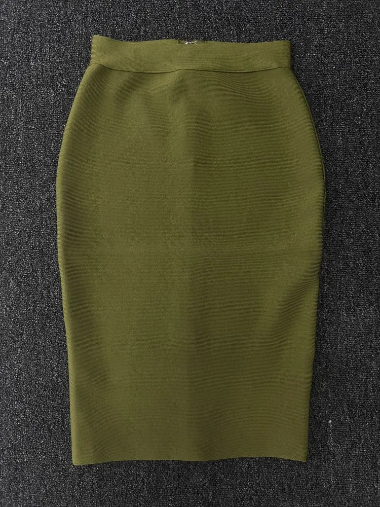 Nude Bodycon Pencil Skirt VestiVogue Army Green XXL