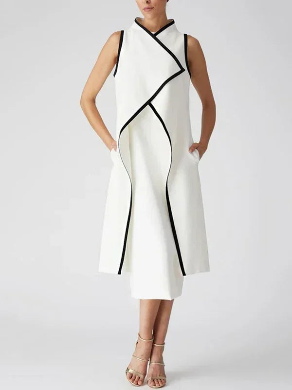 Personalised Sleeveless Two-Piece Dress with Pockets VestiVogue WHITE XL