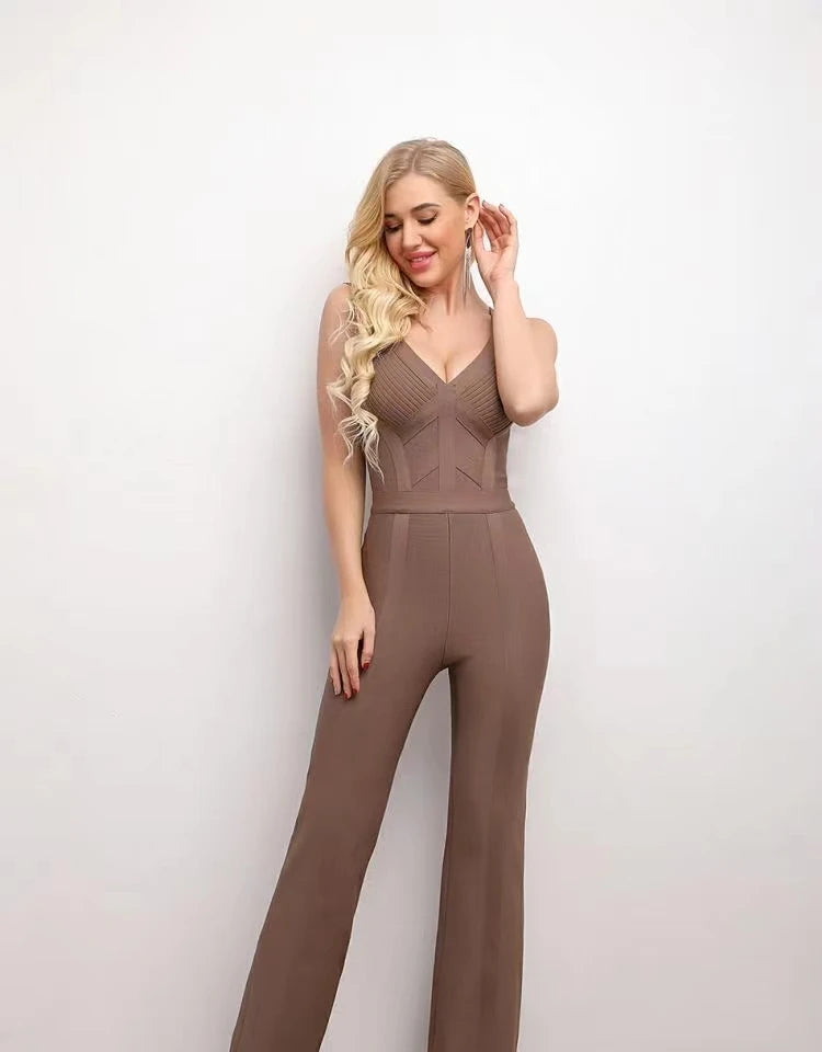 Sexy Backless Bandage Jumpsuit in Black VestiVogue