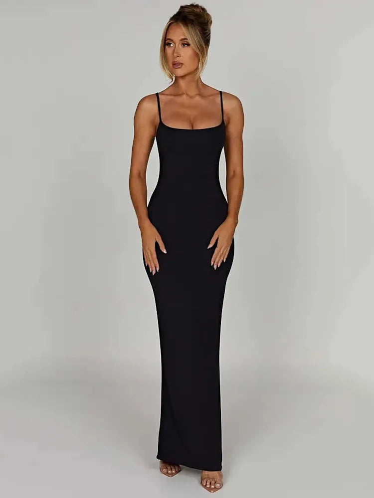 Backless Spaghetti Strap Bodycon Maxi Dress VestiVogue