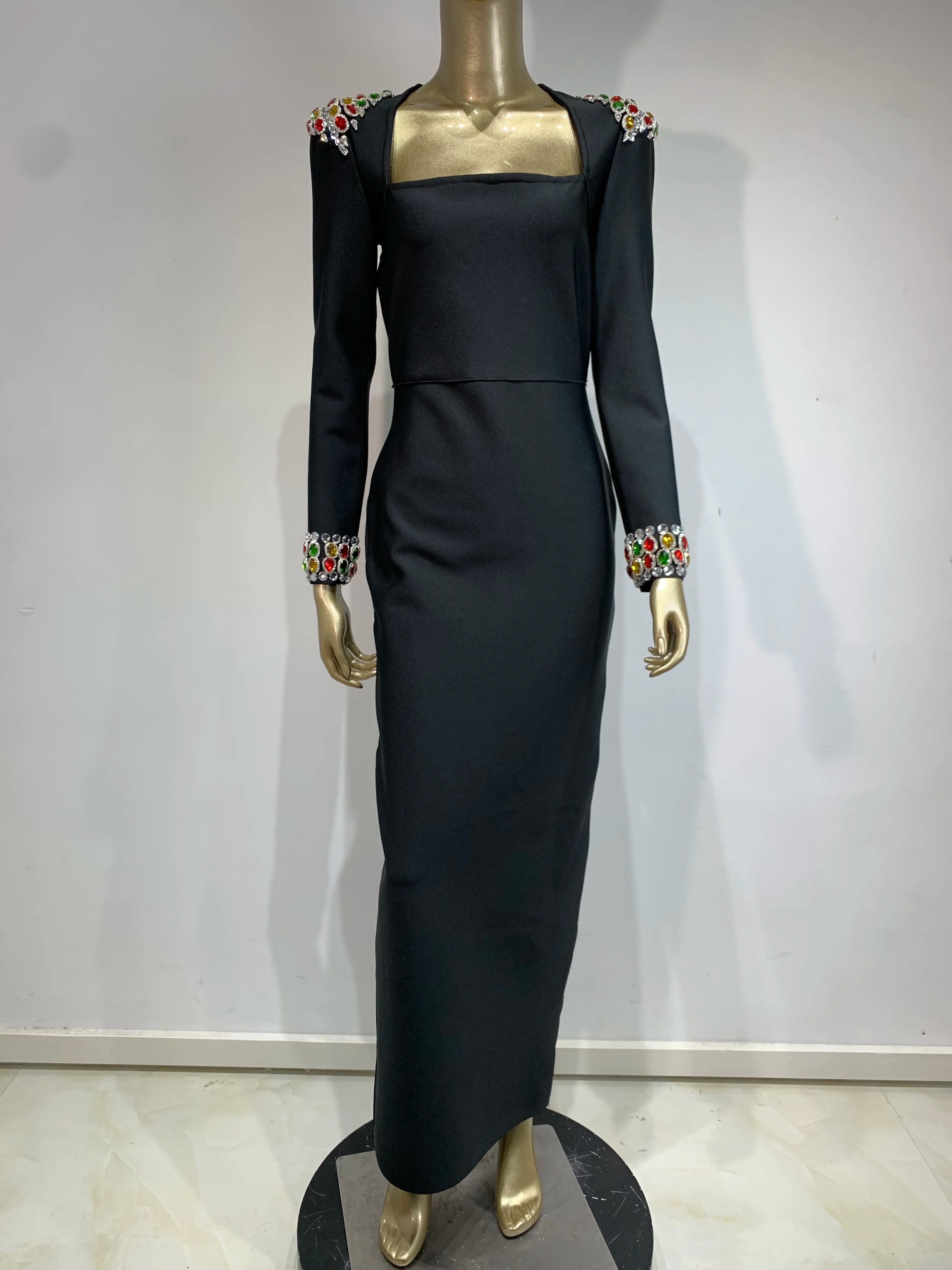 Crystal Black Bandage Bodycon Dress VestiVogue