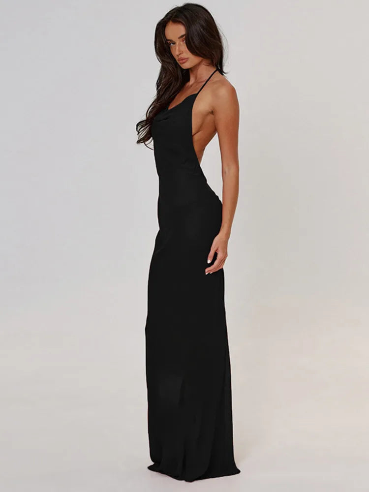 Halter Backless Bodycon Maxi Dress VestiVogue