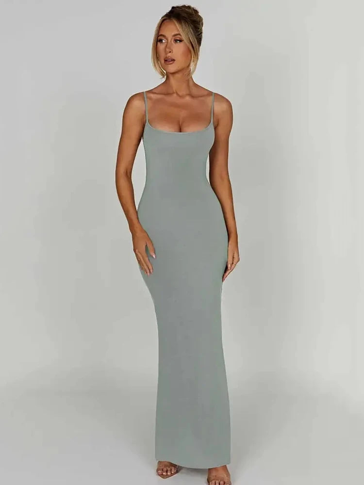 Backless Spaghetti Strap Bodycon Maxi Dress VestiVogue