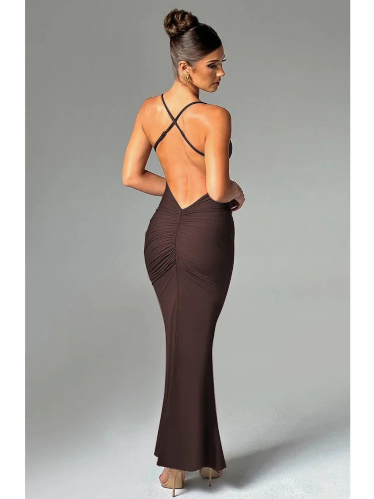 Backless Slim Fit Maxi Dress for Women VestiVogue  