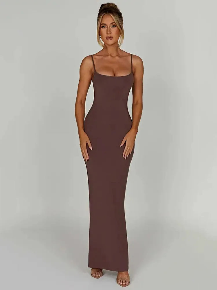 Backless Spaghetti Strap Bodycon Maxi Dress VestiVogue