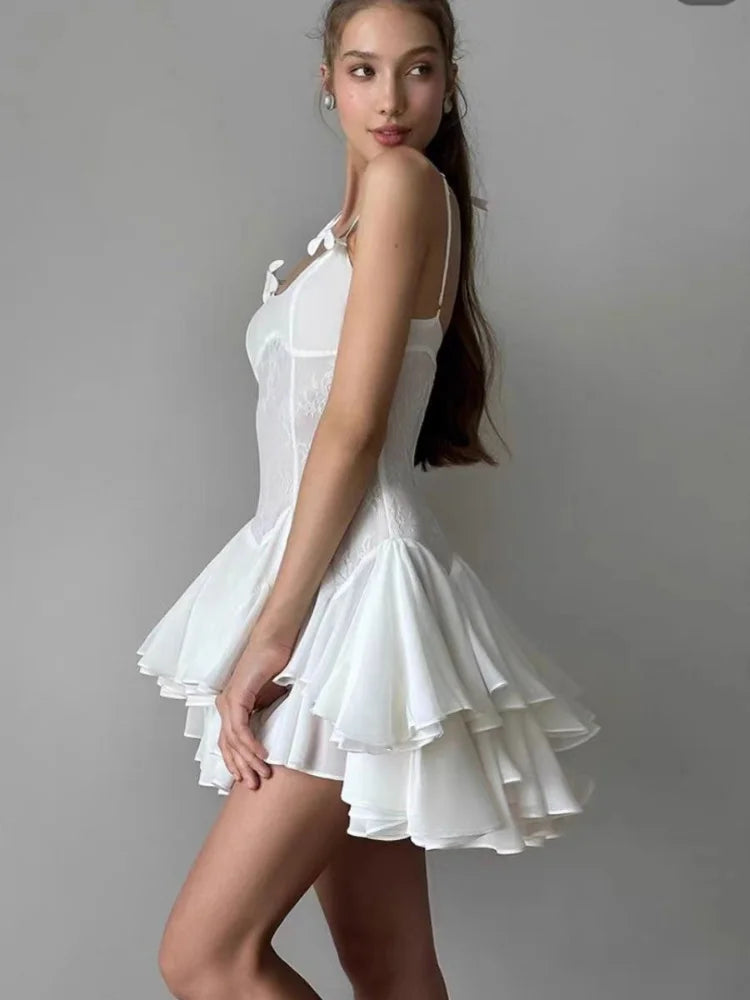 Celebrity A-Line Strapless Party Dress in White VestiVogue