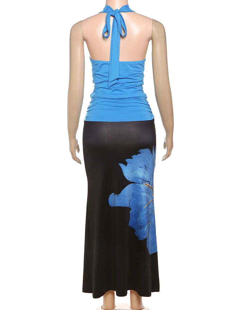 Halter Backless 2-Piece Tie Tassel Vacation Set VestiVogue