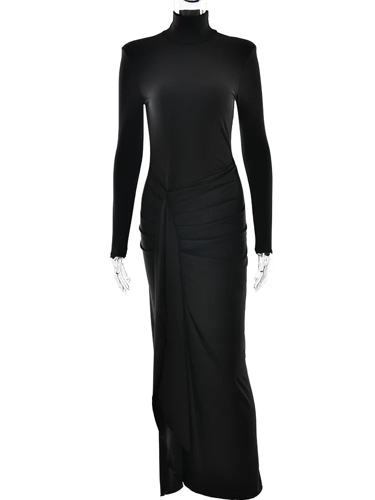 Long Sleeve Bodycon Evening Dress with Split VestiVogue  