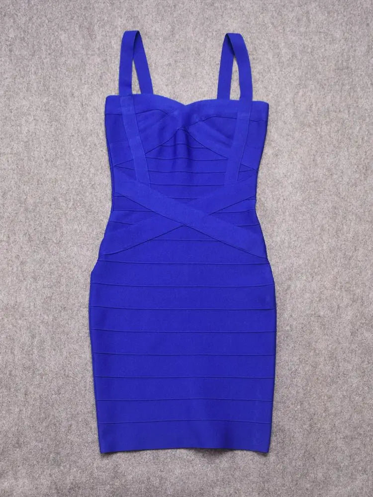 Sexy Blue Spaghetti Strap Mini Bandage Dress