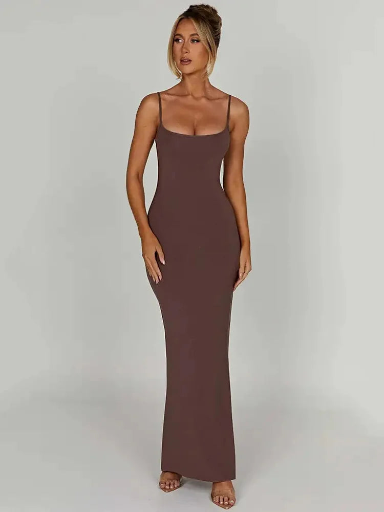 Backless Spaghetti Strap Bodycon Maxi Dress VestiVogue