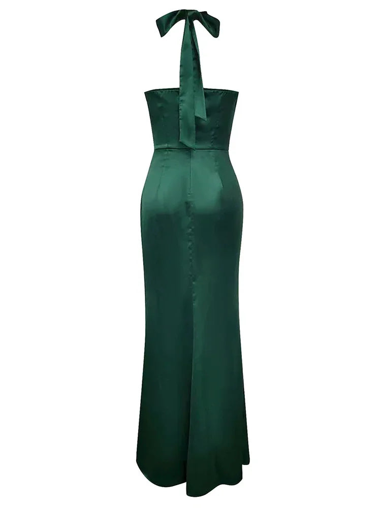 Luxe High Slit Halter Maxi Dress VestiVogue