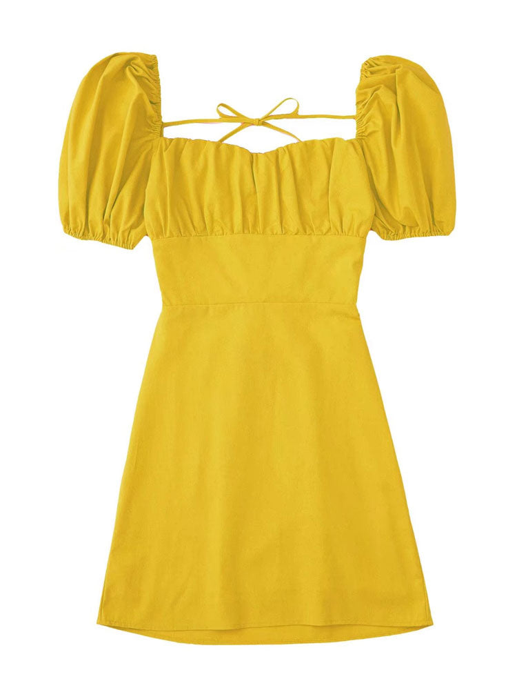 Backless mini dress with back straps VESTI VOGUE Yellow XS