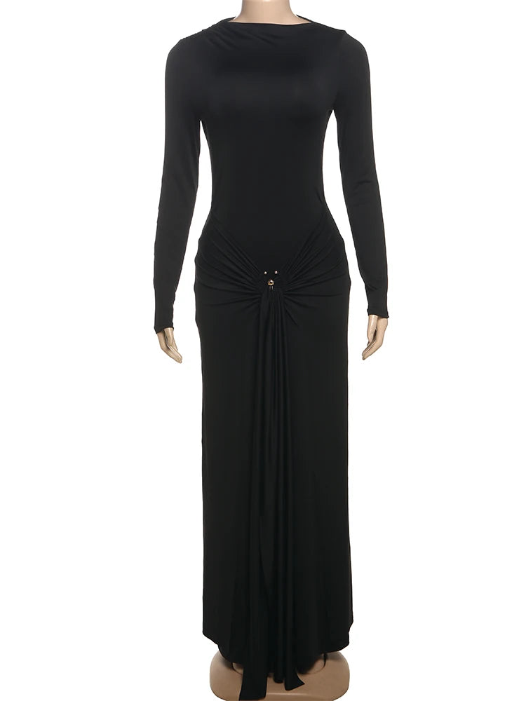 Ruched Full Sleeve Maxi Dress VestiVogue