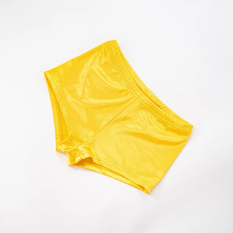 Glossy Backless Two-Piece Tank Top & Shorts Set VestiVogue