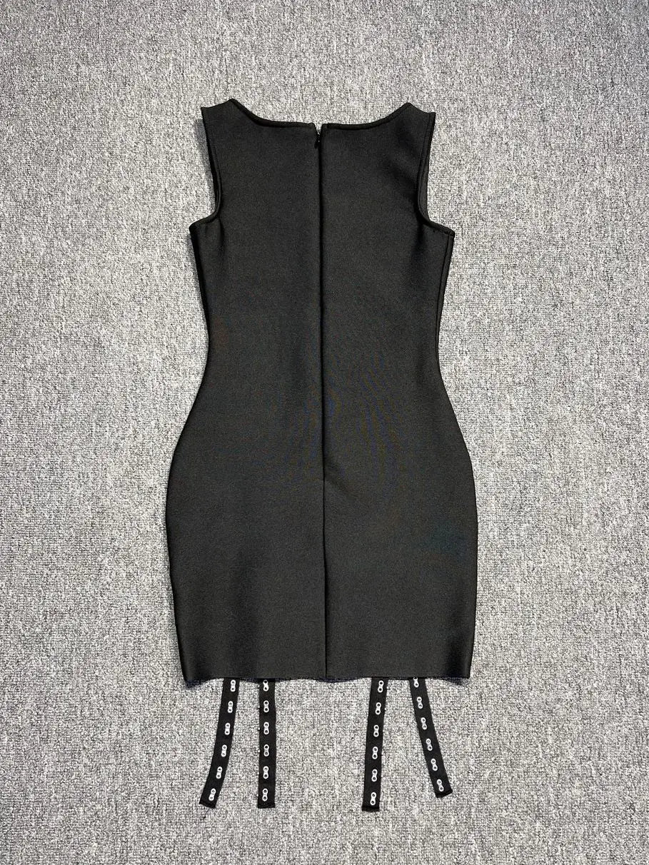 Sexy Black Bandage Bodycon Tank Dress VestiVogue  