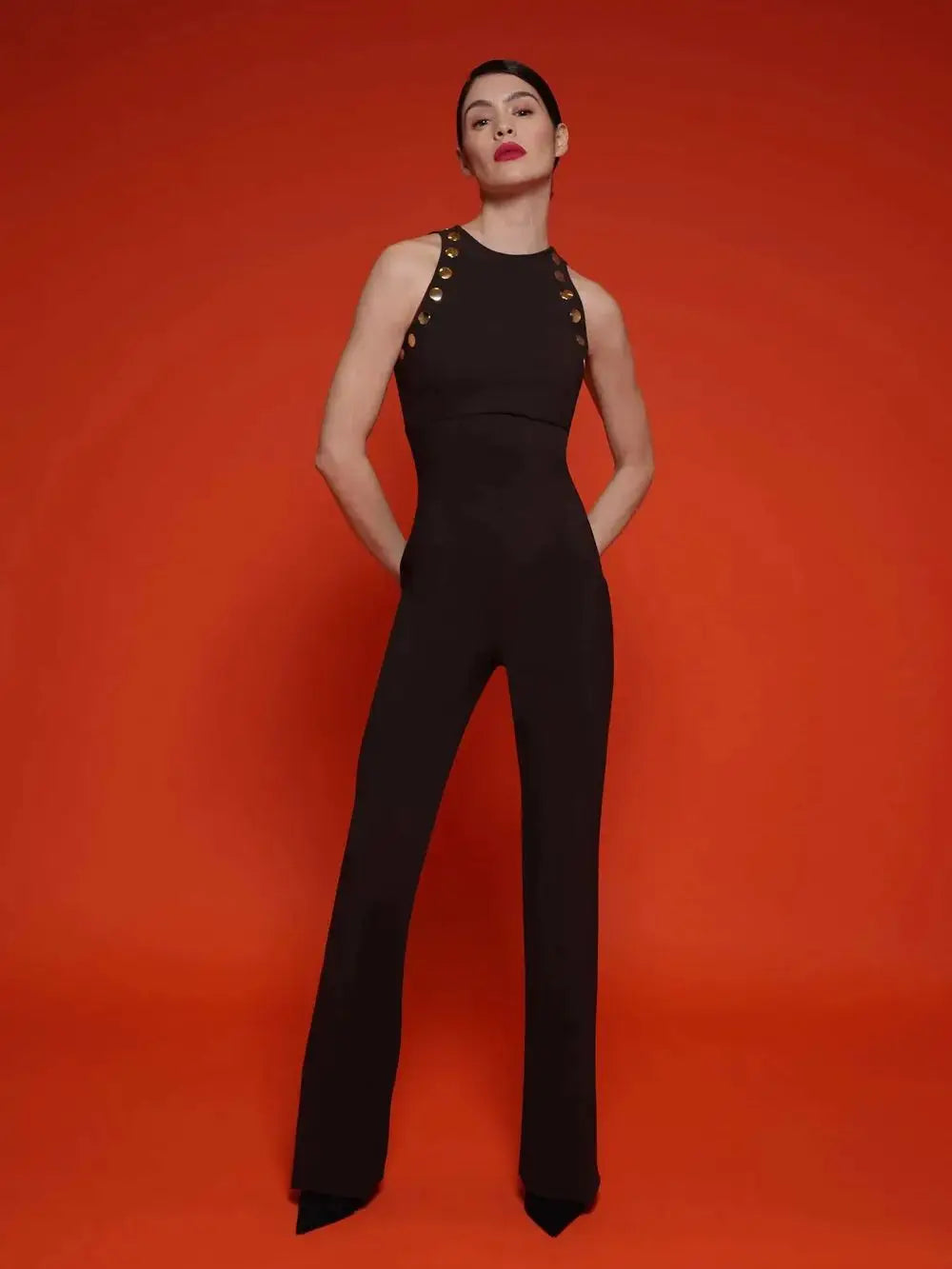 Chic Black Bodycon Flare Jumpsuit for Women VestiVogue black XS