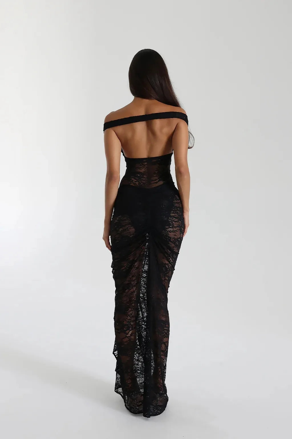 Charming Lace Deep V Backless Dress VestiVogue