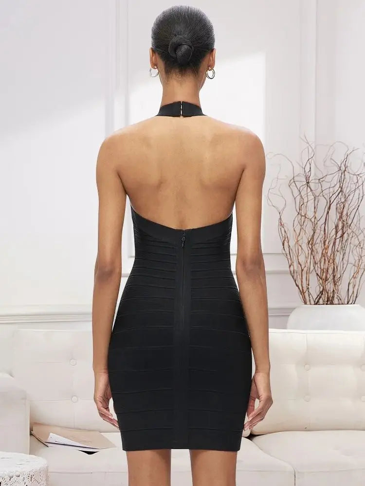 Halter Backless Mesh Party Dress VestiVogue