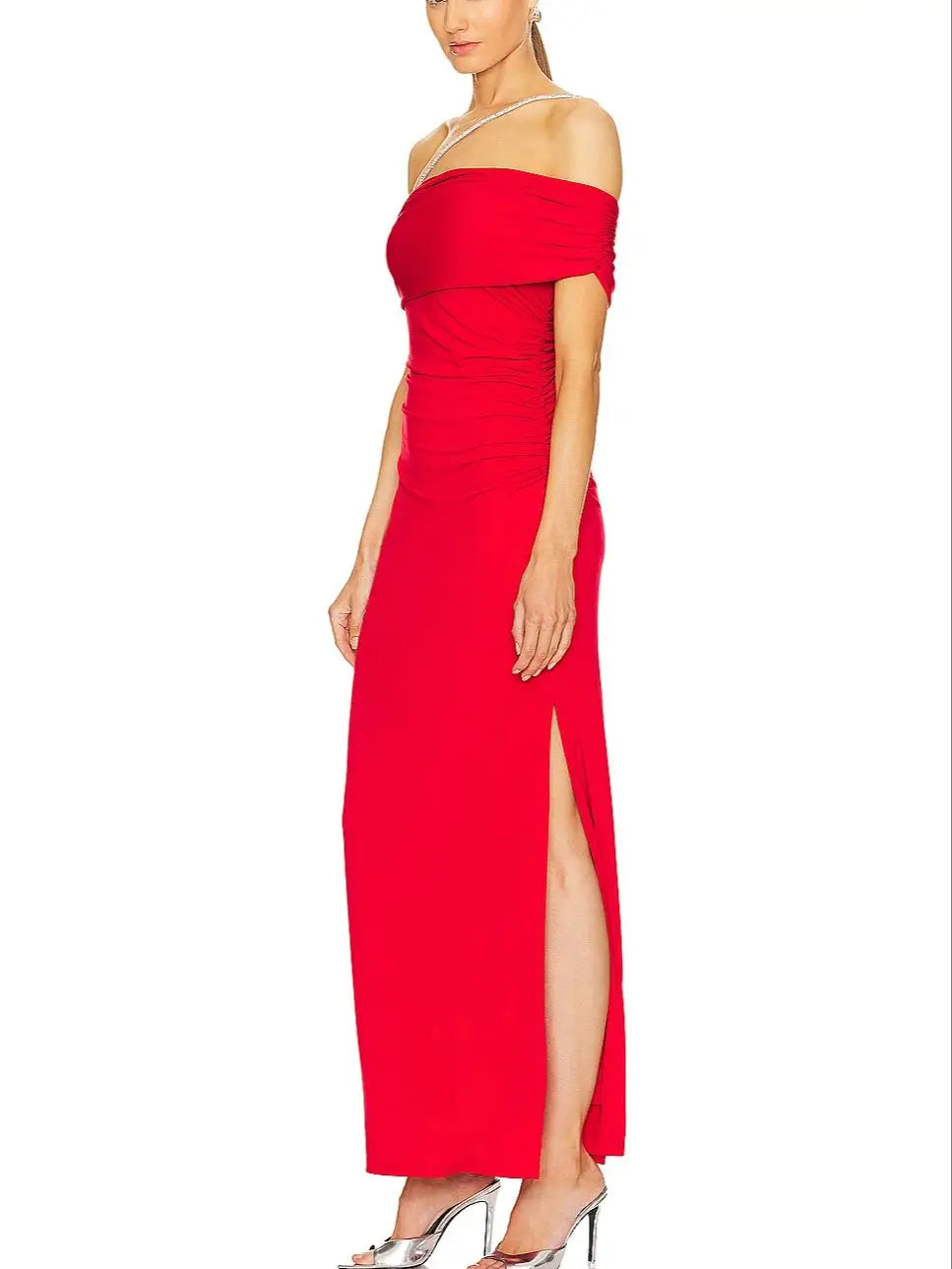 INS Celebrity Split Red Bodycon Dress VestiVogue