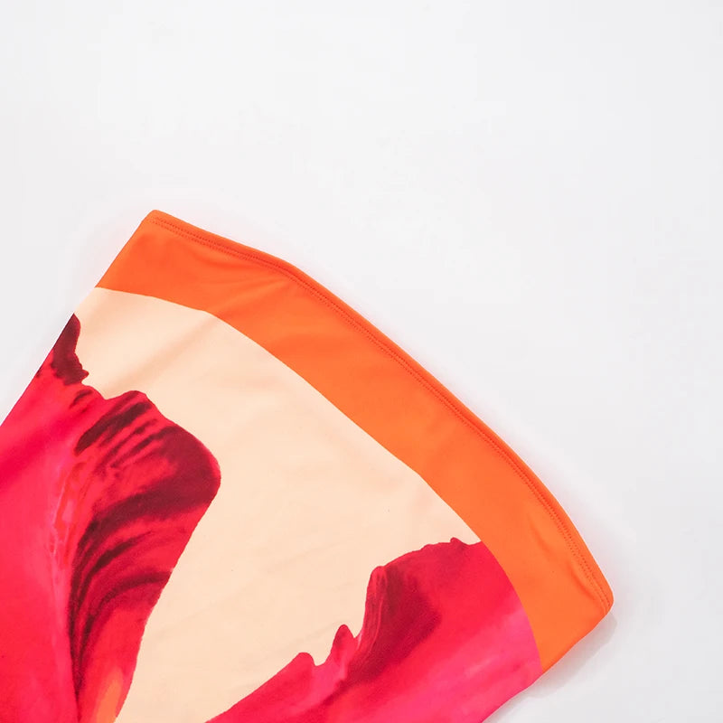 Elegant Floral Strapless Slit Dress for Effortless Summer Style VestiVogue