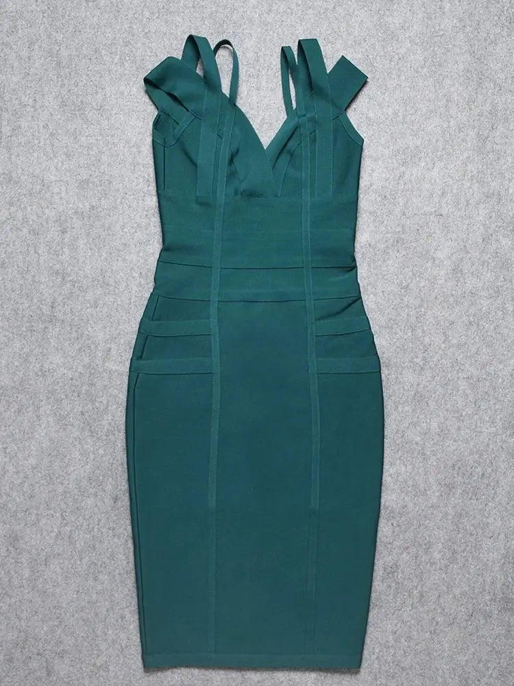 Sexy Plunge V Green Bodycon Dress VestiVogue