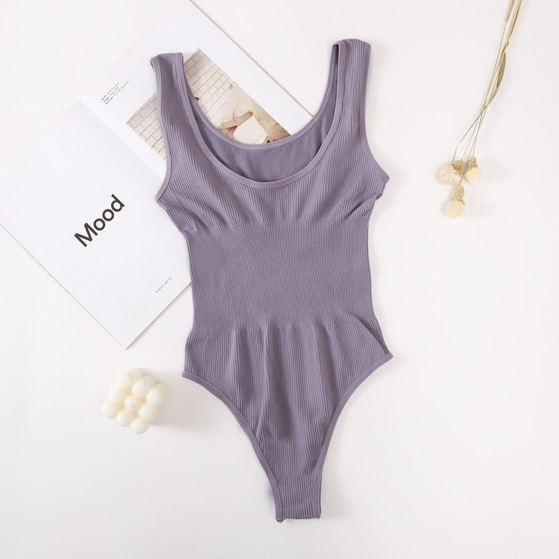 seamless Bodysuit Chic Gym Wear lavender grey F(45-65KG)