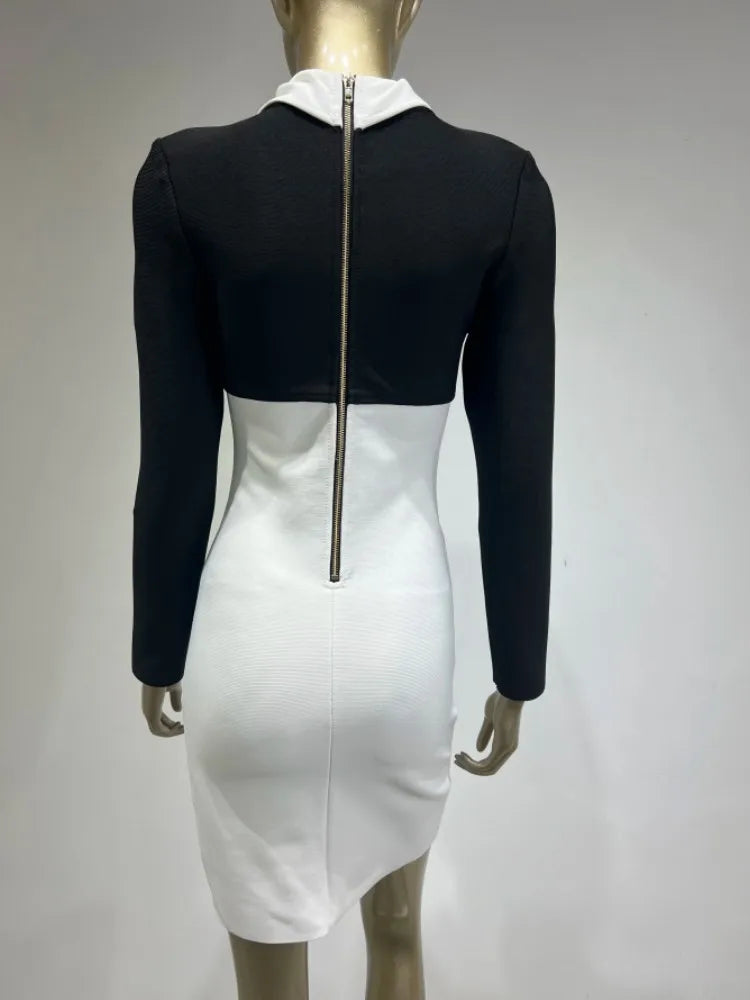 Long Sleeve Black Bandage Dress VestiVogue  