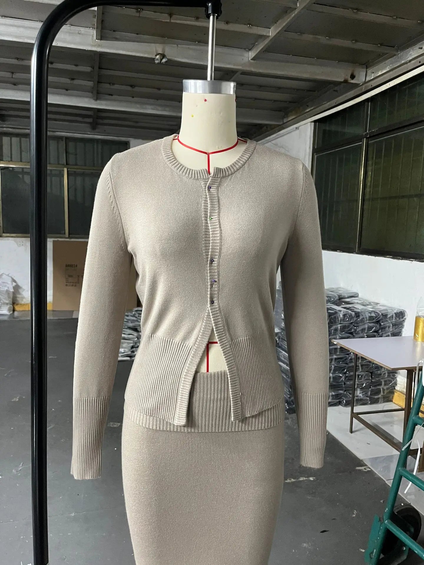 Chic V-Neck Sweater & Fish Tail Skirt Set VestiVogue