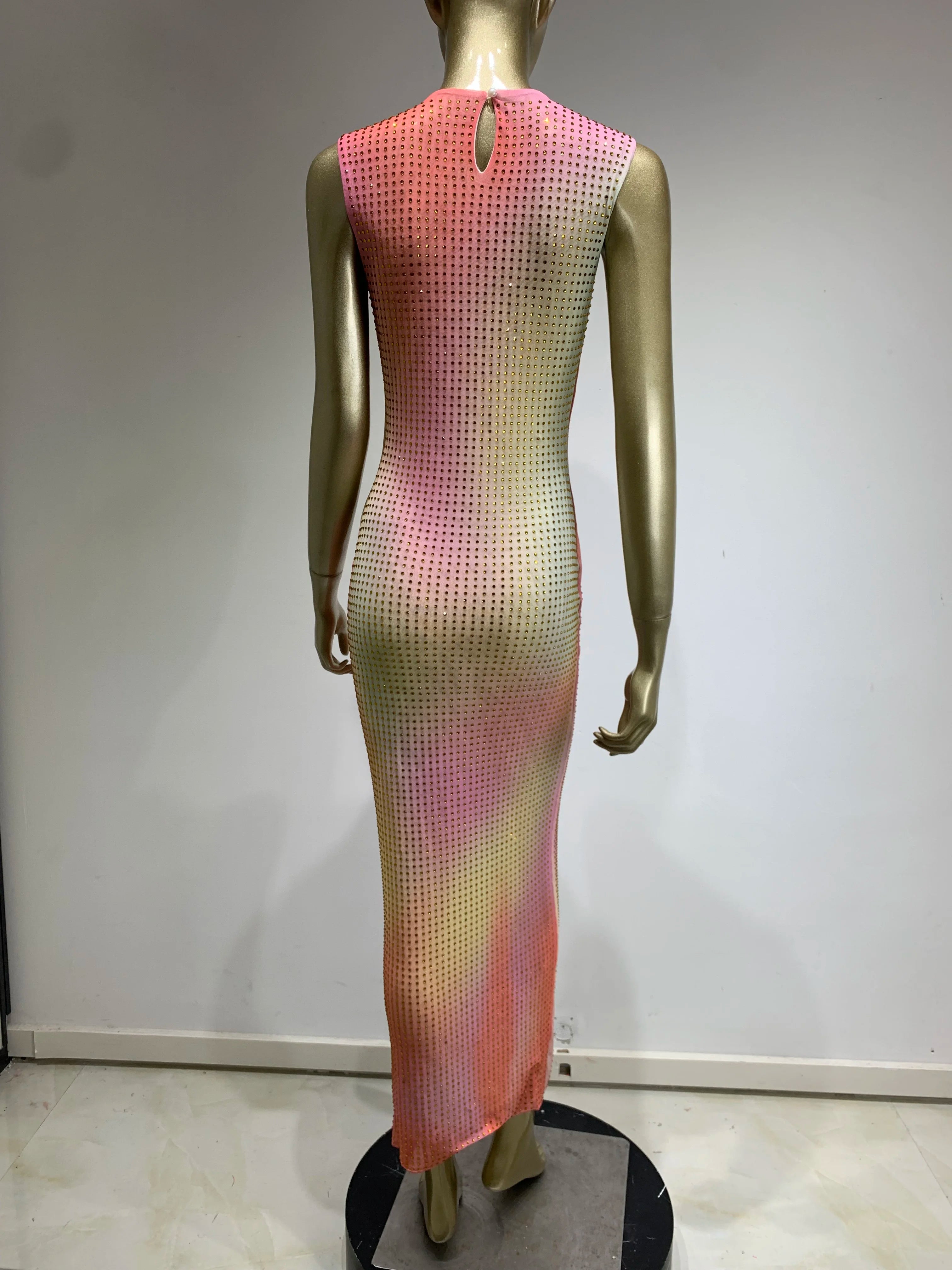 Sparkly Rhinestone Mesh Bodycon Dress VestiVogue  