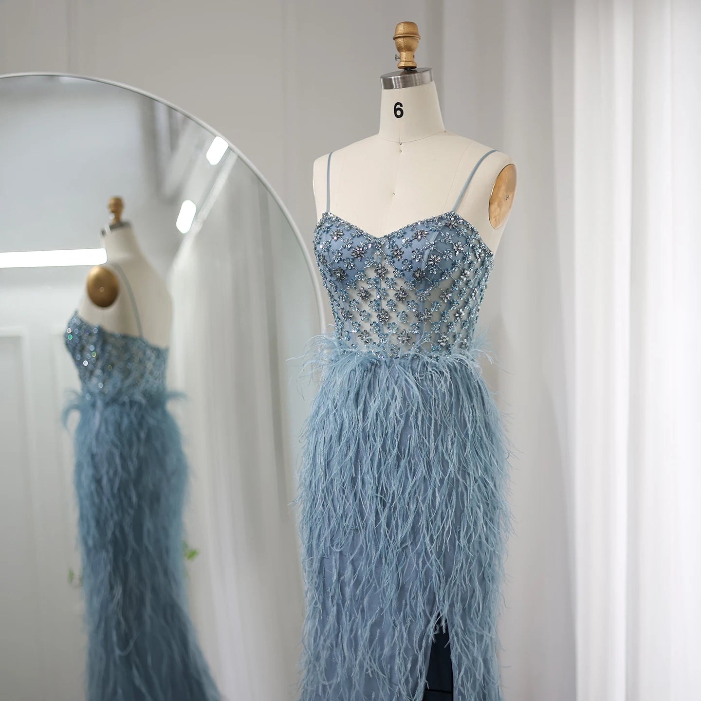 Luxury Feathers Mermaidone-shoulder dress Evening Dress VestiVogue  