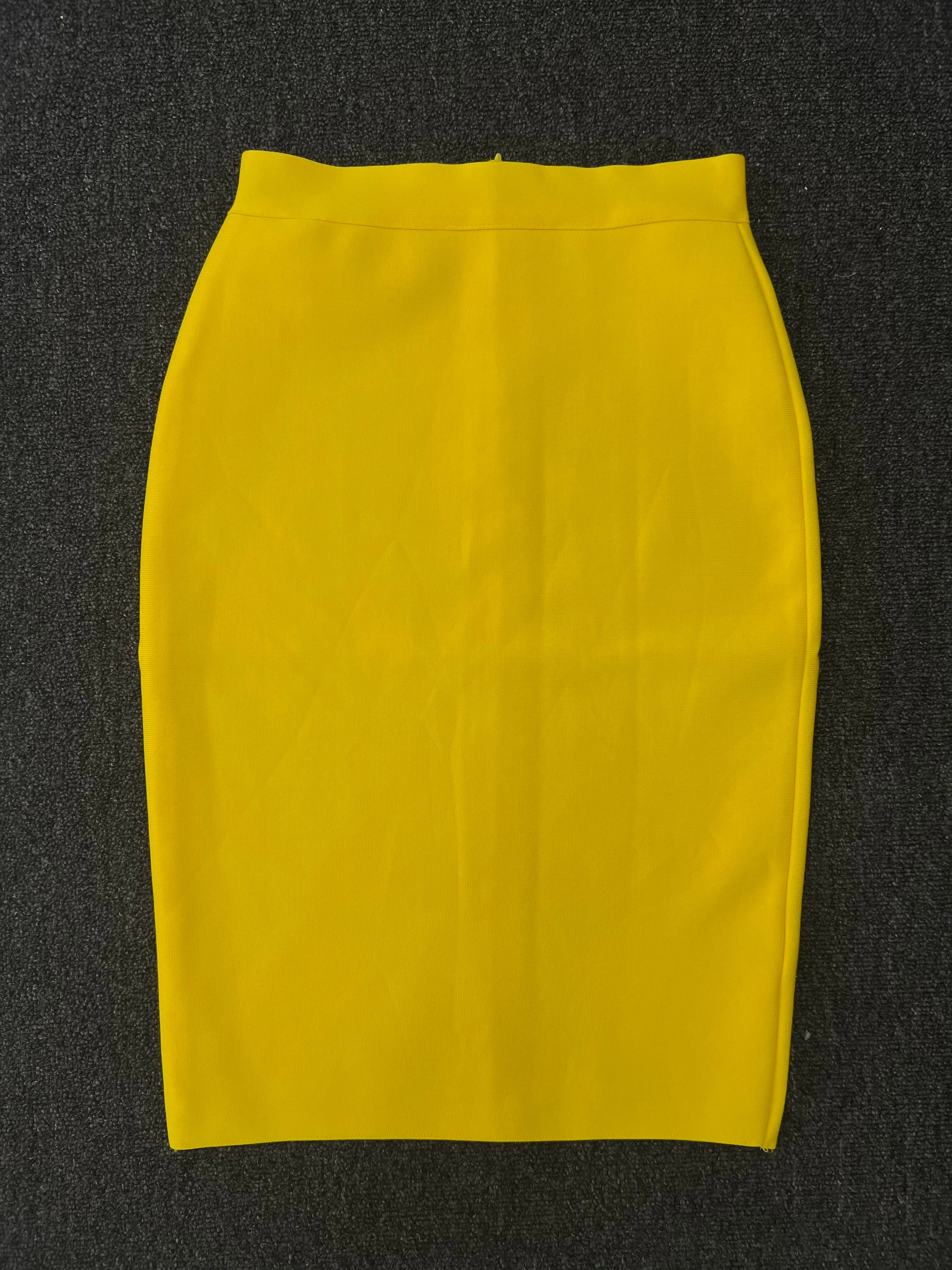 Nude Bodycon Pencil Skirt VestiVogue Yellow XL