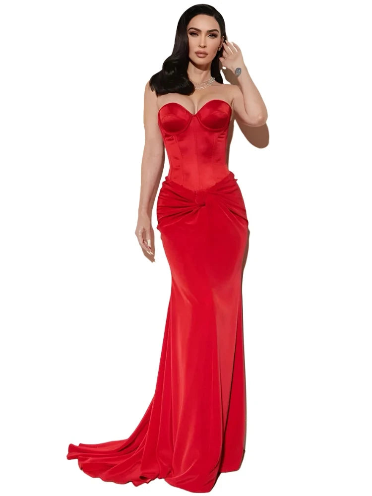 Maxi Long Bodycon Skirt Set with Strapless Backless top VestiVogue  