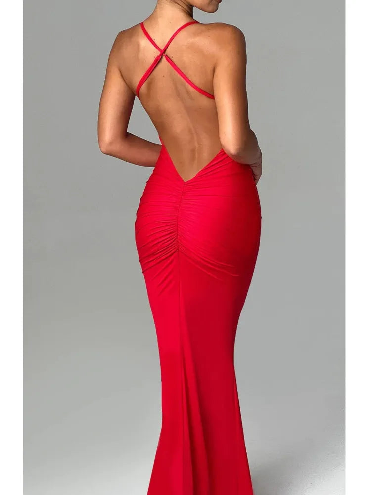 Backless Slim Fit Maxi Dress for Women VestiVogue  