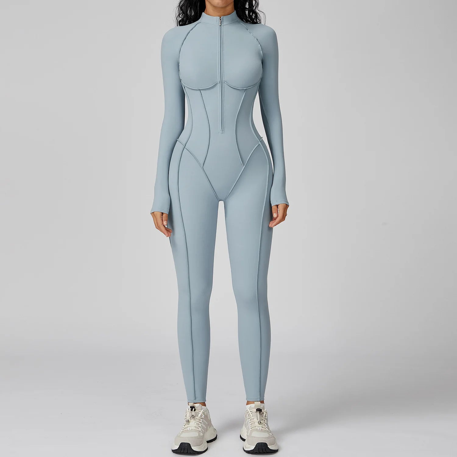 Chic Long-Sleeved Jumpsuit in High-Quality Polyester VestiVogue blue 9771 XL