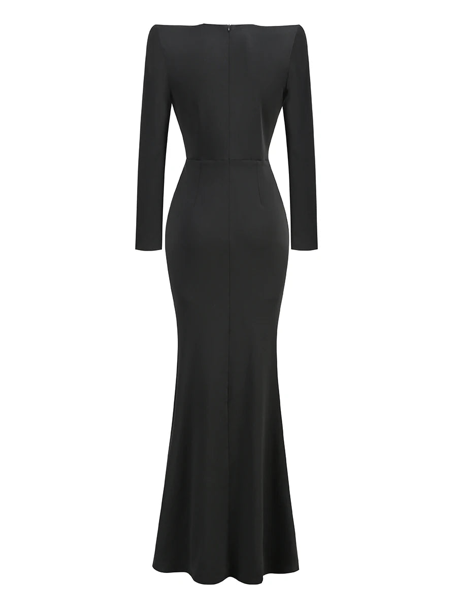 Long Sleeve Crystal Detail Maxi Dress for Women VestiVogue  