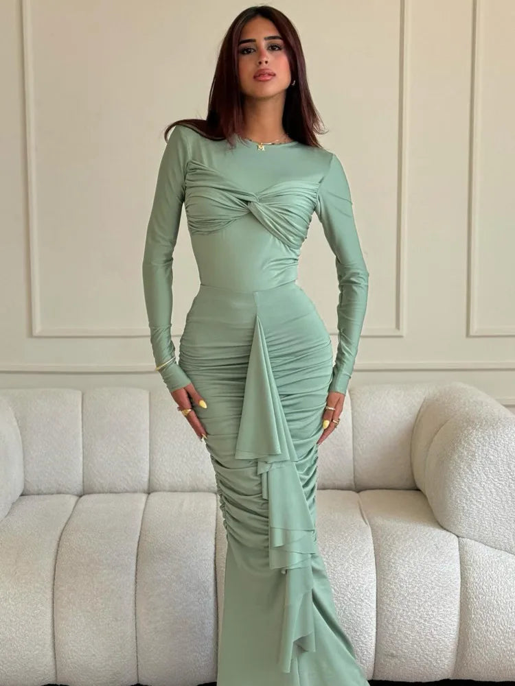 Elegant Long Sleeved Sheath Maxi Dress for Autumn/Winter VestiVogue  