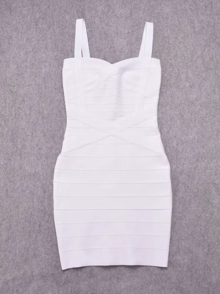 Sexy Blue Spaghetti Strap Mini Bandage Dress VestiVogue WHITE L